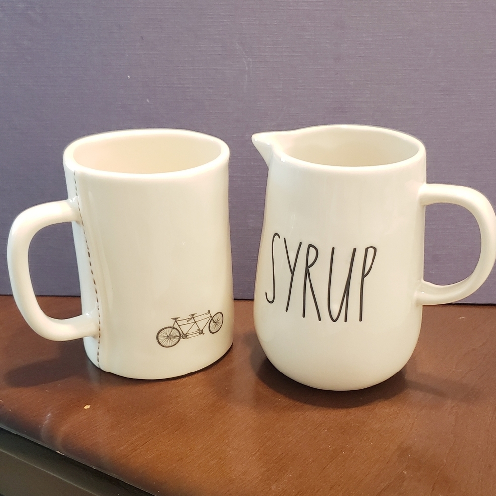 RAE DUNN by Magenta set of 2 white ceramic mug and jug